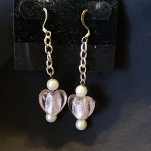 Sweet Pink Glass Hearts on Chains